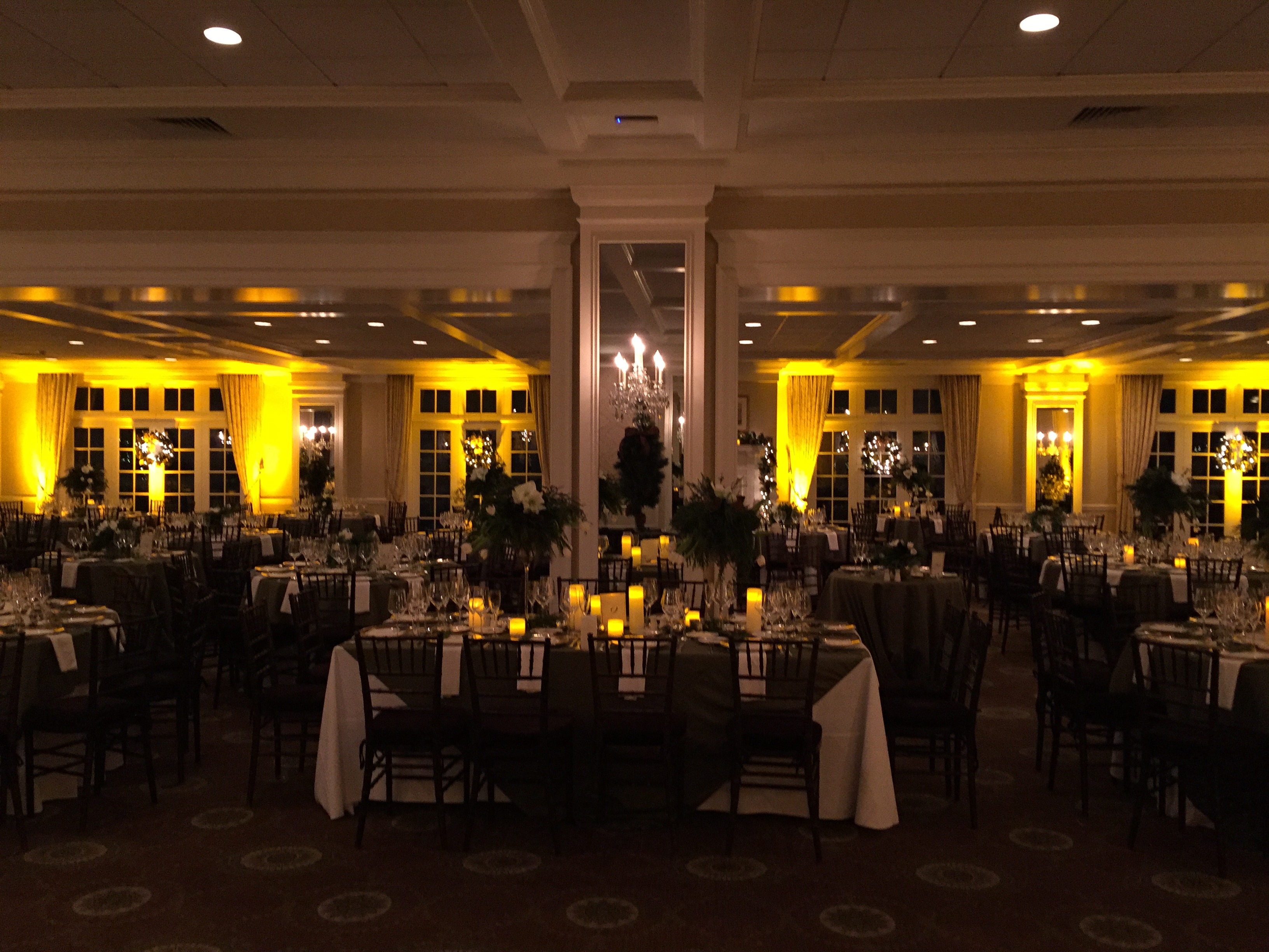 Greenwich Country Club ballroom with uplighting