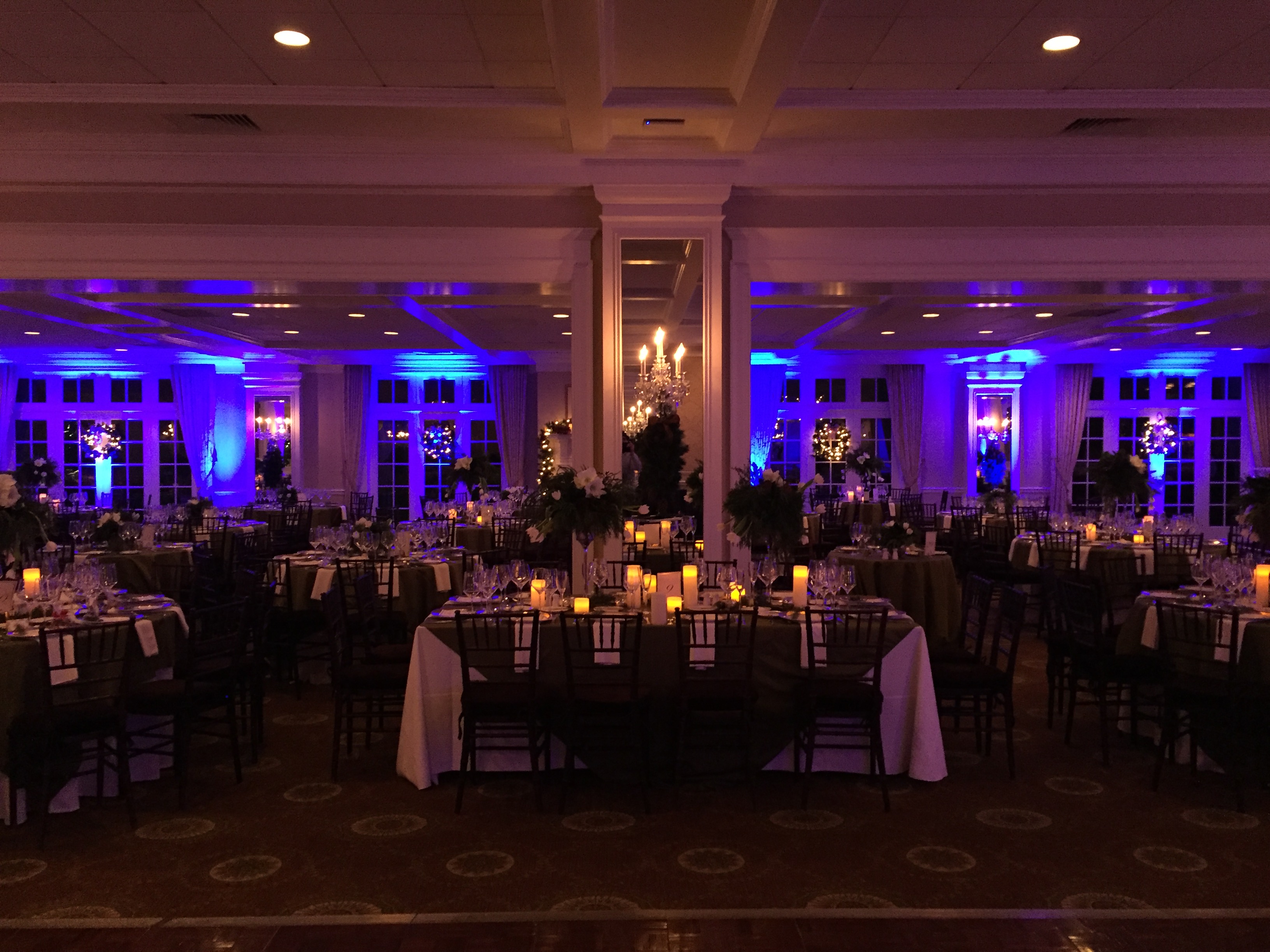 Greenwich Country Club ballroom with uplighting
