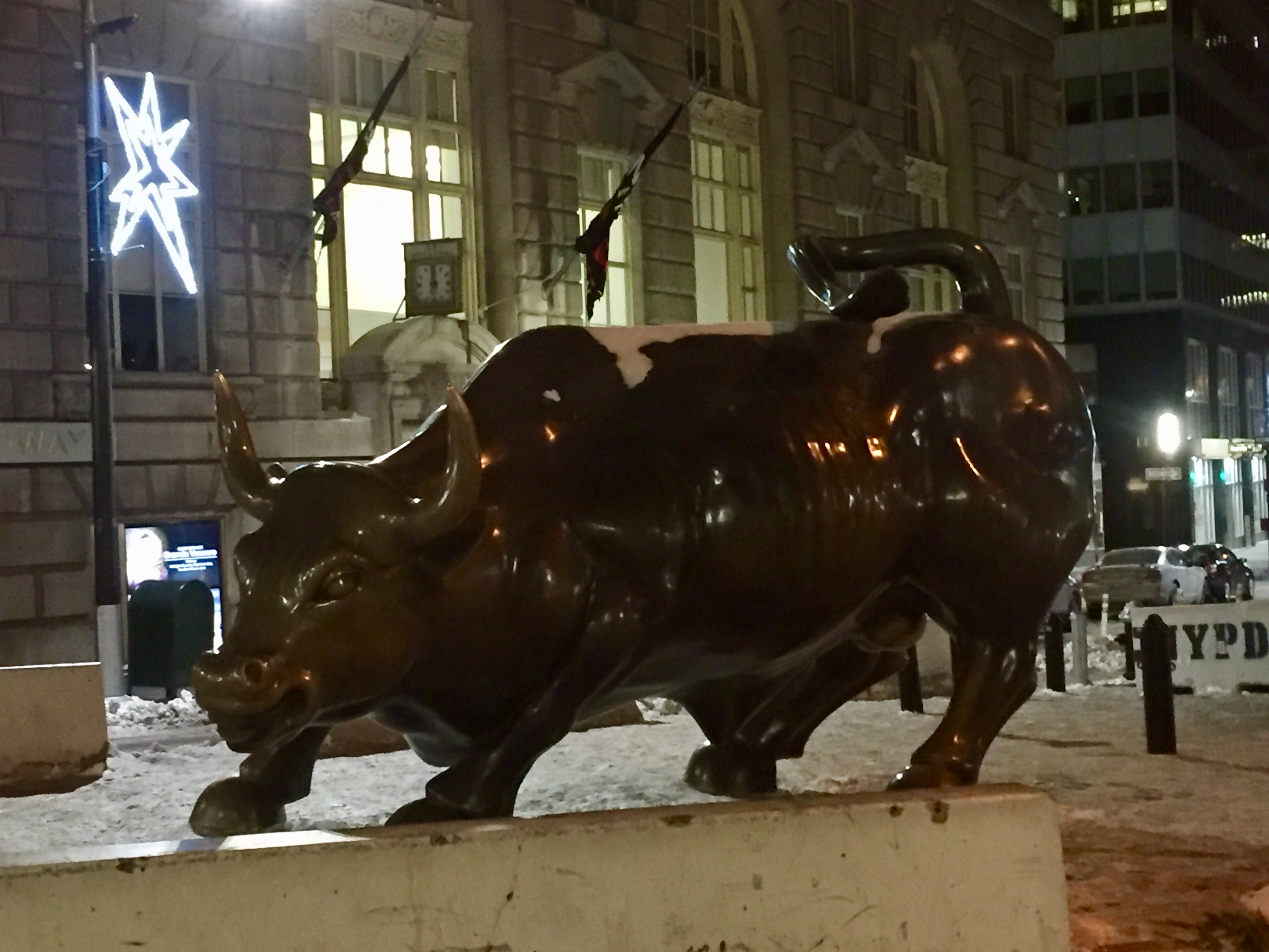 Wall Street Charging Bull outside Cipriani 25 Broadway